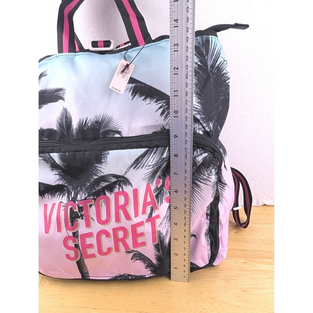 Victoria's Secret Pink Tropical Palm Tree Backpack Nylon Travel Bag NWT - Picture 9 of 11